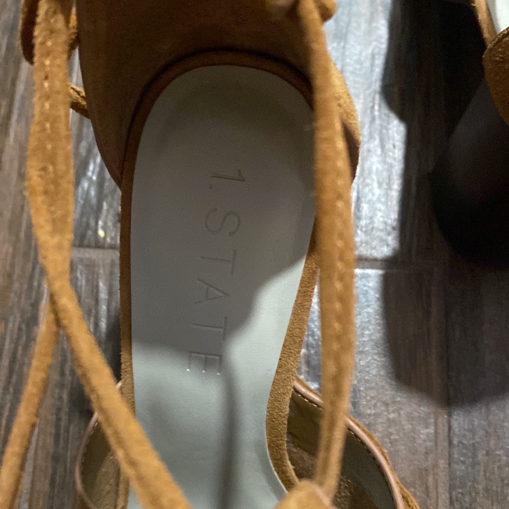 1 State Cognac Block Heel Peep Toe Heel - image 4